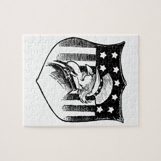 patriottische oom Sam en Amerikaanse vlag Legpuzzel (Horizontaal)
