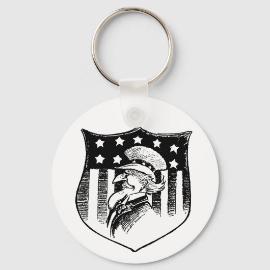  patriottische oom Sam en Amerikaanse vlag Sleutelhanger (Voorkant)