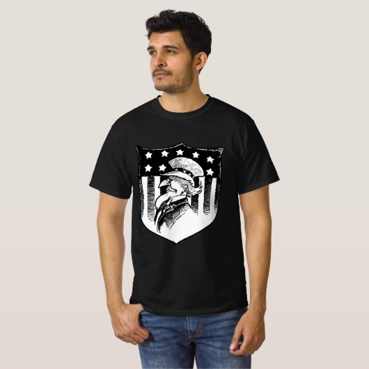  patriottische oom Sam en Amerikaanse vlag T-shirt (Voorkant volledig)