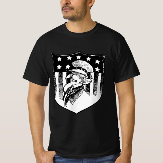  patriottische oom Sam en Amerikaanse vlag T-shirt (Voorkant)