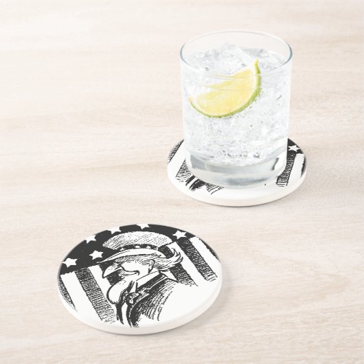  patriottische oom Sam en Amerikaanse vlag Zandsteen Onderzetter (Zijkant)