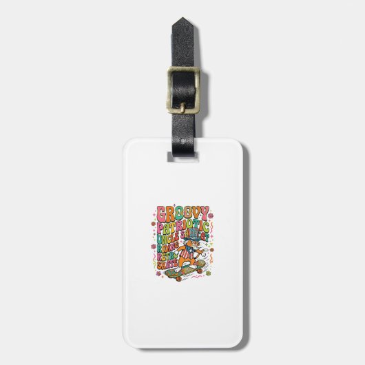 Patriottische Oom Sam Kat Retro Typografie T-Shirt Bagagelabel (Voorkant verticaal)