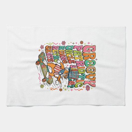 Patriottische Oom Sam Kat Retro Typografie T-Shirt Theedoek (Horizontaal)