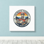 Patriottische Oom Sam Kat Retro Zonsondergang T-Sh Canvas Afdruk (Insitu (Houten vloer))
