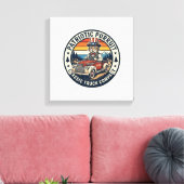 Patriottische Oom Sam Kat Retro Zonsondergang T-Sh Canvas Afdruk (Insitu (Woonkamer))