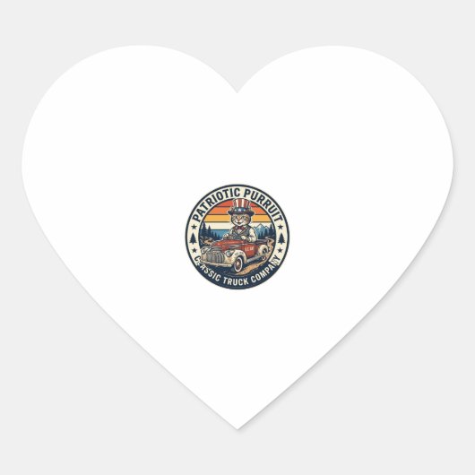 Patriottische Oom Sam Kat Retro Zonsondergang T-sh Hart Sticker (Voorkant)