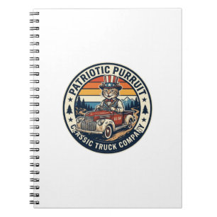 Patriottische Oom Sam Kat Retro Zonsondergang T-Sh Notitieboek