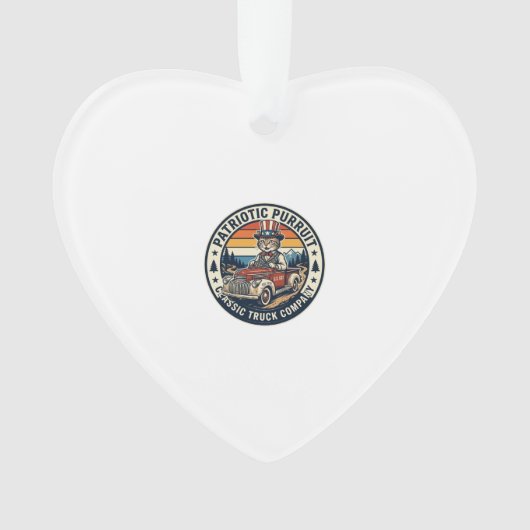 Patriottische Oom Sam Kat Retro Zonsondergang T-Sh Ornament (voorkant)