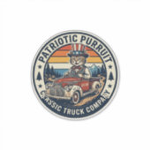 Patriottische Oom Sam Kat Retro Zonsondergang T-Sh Sticker (Voorkant)