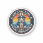 Patriottische Oom Sam Kat Retro Zonsondergang T-Sh Sticker (Voorkant)