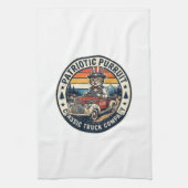 Patriottische Oom Sam Kat Retro Zonsondergang T-Sh Theedoek (Verticaal)