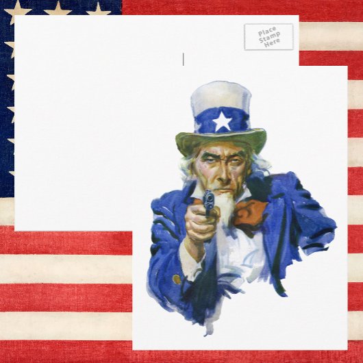  Patriottische oom Sam met Star-Pet en -Pistool Briefkaart