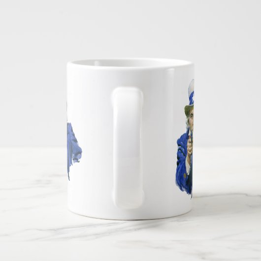 Patriottische oom Sam met Star-Pet en -Pistool Grote Koffiekop (Achterkant)