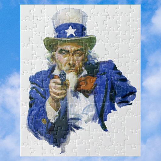 Patriottische oom Sam met Star-Pet en -Pistool Legpuzzel