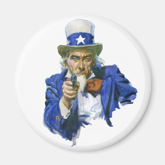 Patriottische oom Sam met Star-Pet en -Pistool Magneet (Voorkant)