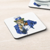 Patriottische oom Sam met Star-Pet en -Pistool Onderzetter (Linkerzijde)