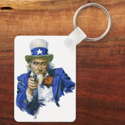  Patriottische oom Sam met Star-Pet en -Pistool Sleutelhanger (Achterkant)