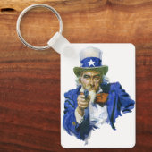 Patriottische oom Sam met Star-Pet en -Pistool Sleutelhanger (Voorkant)