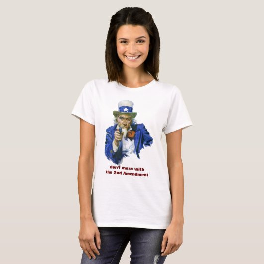 Patriottische oom Sam met Star-Pet en -Pistool T-shirt (Voorkant volledig)