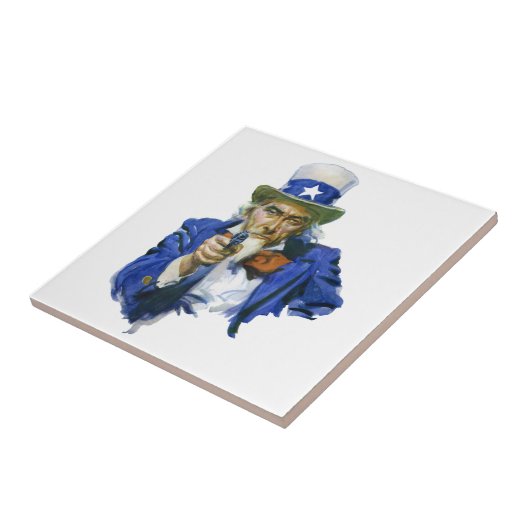  Patriottische oom Sam met Star-Pet en -Pistool Tegeltje (Zijkant)