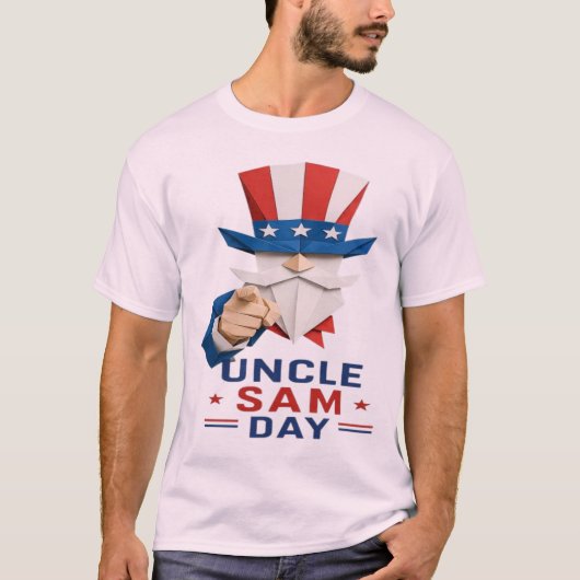 Patriottische Oom Sam Papier Kunst - USA Oom Sam D T-shirt (Voorkant)