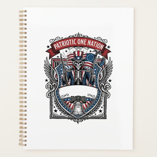 Patriottische Oom Sam Skelet Donkere Patriottische Planner (Voorkant)