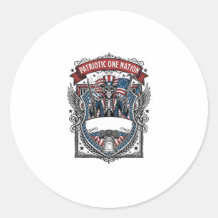 Patriottische Oom Sam Skelet Donkere Patriottische Ronde Sticker