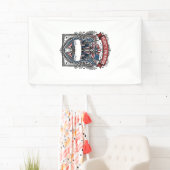 Patriottische Oom Sam Skelet Donkere Patriottische Spandoek (Insitu)