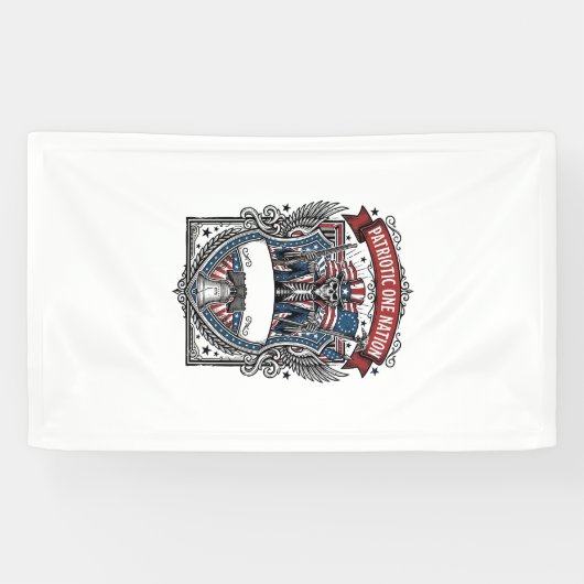 Patriottische Oom Sam Skelet Donkere Patriottische Spandoek (Horizontaal)