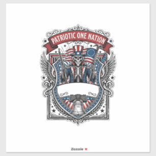 Patriottische Oom Sam Skelet Donkere Patriottische Sticker