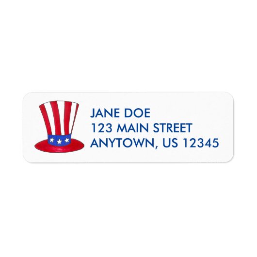 Patriottische oom Sam Stars Stripes Top Hat Labels (Voorkant)