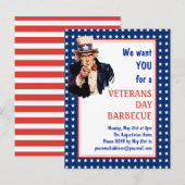 Patriottische oom Sam VETERANS BBQ BARBECUE Invite Briefkaart (Voorkant / Achterkant)