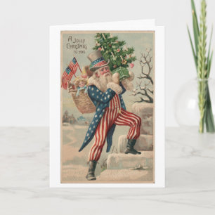 Patriottische oom Sam vintage kerstkaart Feestdagen Kaart