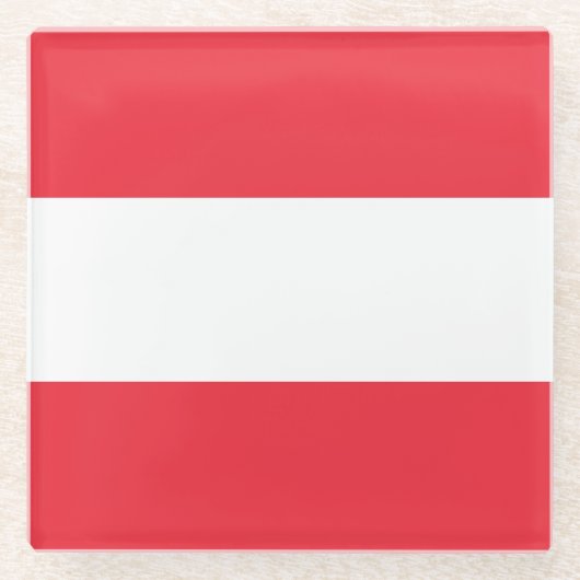 Patriottische Oostenrijkse vlag Glazen Onderzetter (Voorkant)