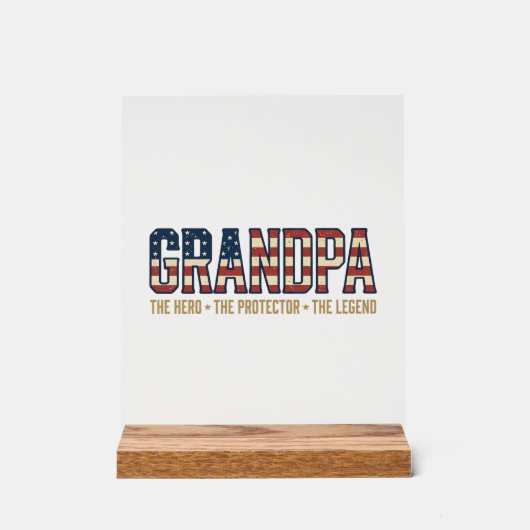 Patriottische Opa Held Beschermer Legende Vector O Acryl Bord (Voorkant)