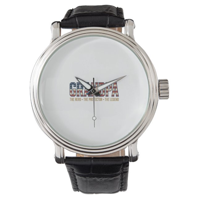 Patriottische Opa Held Beschermer Legende Vector O Horloge (Voorkant)