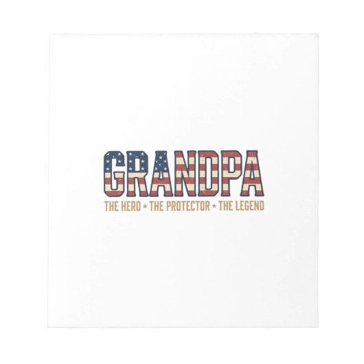 Patriottische Opa Held Beschermer Legende Vector O Notitieblok (Voorkant)