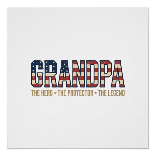 Patriottische Opa Held Beschermer Legende Vector O Perfect Poster (Voorkant)