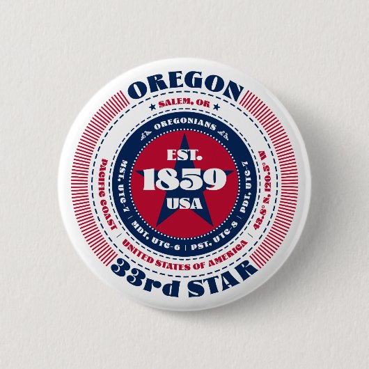 Patriottische oregon cirkel met staat details ronde button 5,7 cm (Voorkant)