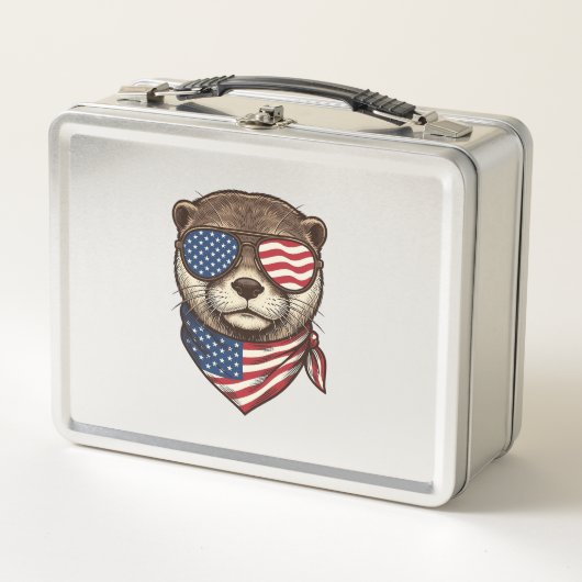 Patriottische Otter Vector Vintage Gravure Shirt D (Voorkant)