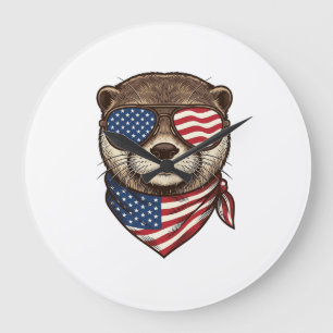 Patriottische Otter Vector Vintage Gravure Shirt D Grote Klok