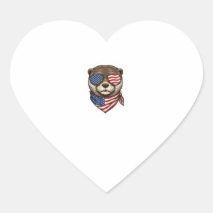 Patriottische Otter Vector Vintage Gravure Shirt D Hart Sticker