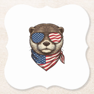 Patriottische Otter Vector Vintage Gravure Shirt D Kartonnen Onderzetters