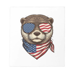 Patriottische Otter Vector Vintage Gravure Shirt D Notitieblok