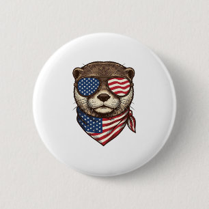 Patriottische Otter Vector Vintage Gravure Shirt D Ronde Button 5,7 Cm
