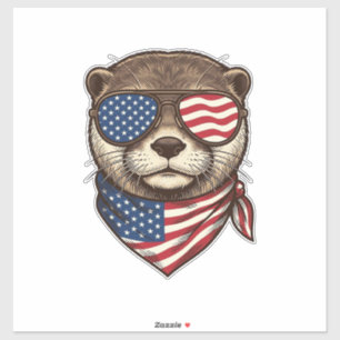 Patriottische Otter Vector Vintage Gravure Shirt D Sticker
