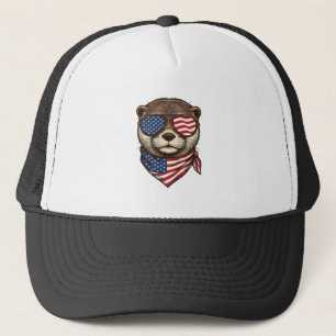 Patriottische Otter Vector Vintage Gravure Shirt D Trucker Pet