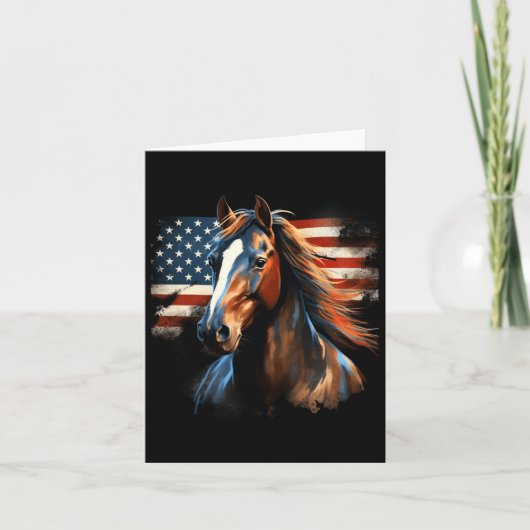 Patriottische Paard Amerikaanse vlag Paardrijden W Kaart (Voorkant)