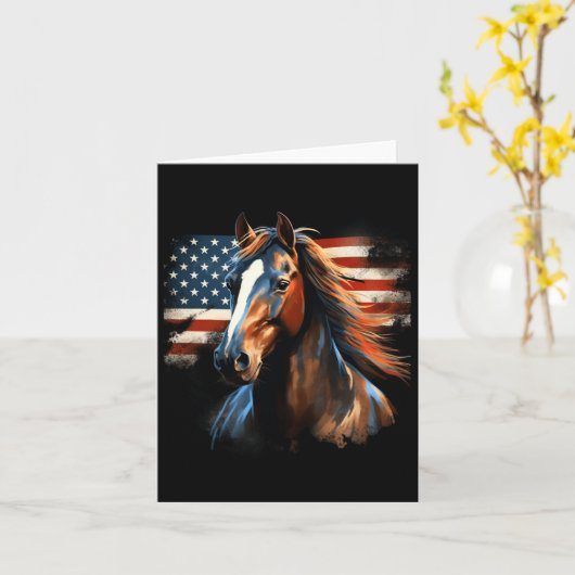 Patriottische Paard Amerikaanse vlag Paardrijden W Kaart (Gele Bloem)
