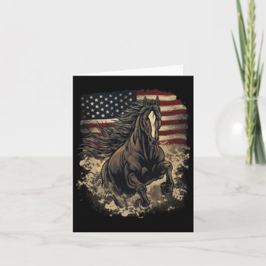 Patriottische Paard Amerikaanse vlag Paardrijden W Kaart (Voorkant)
